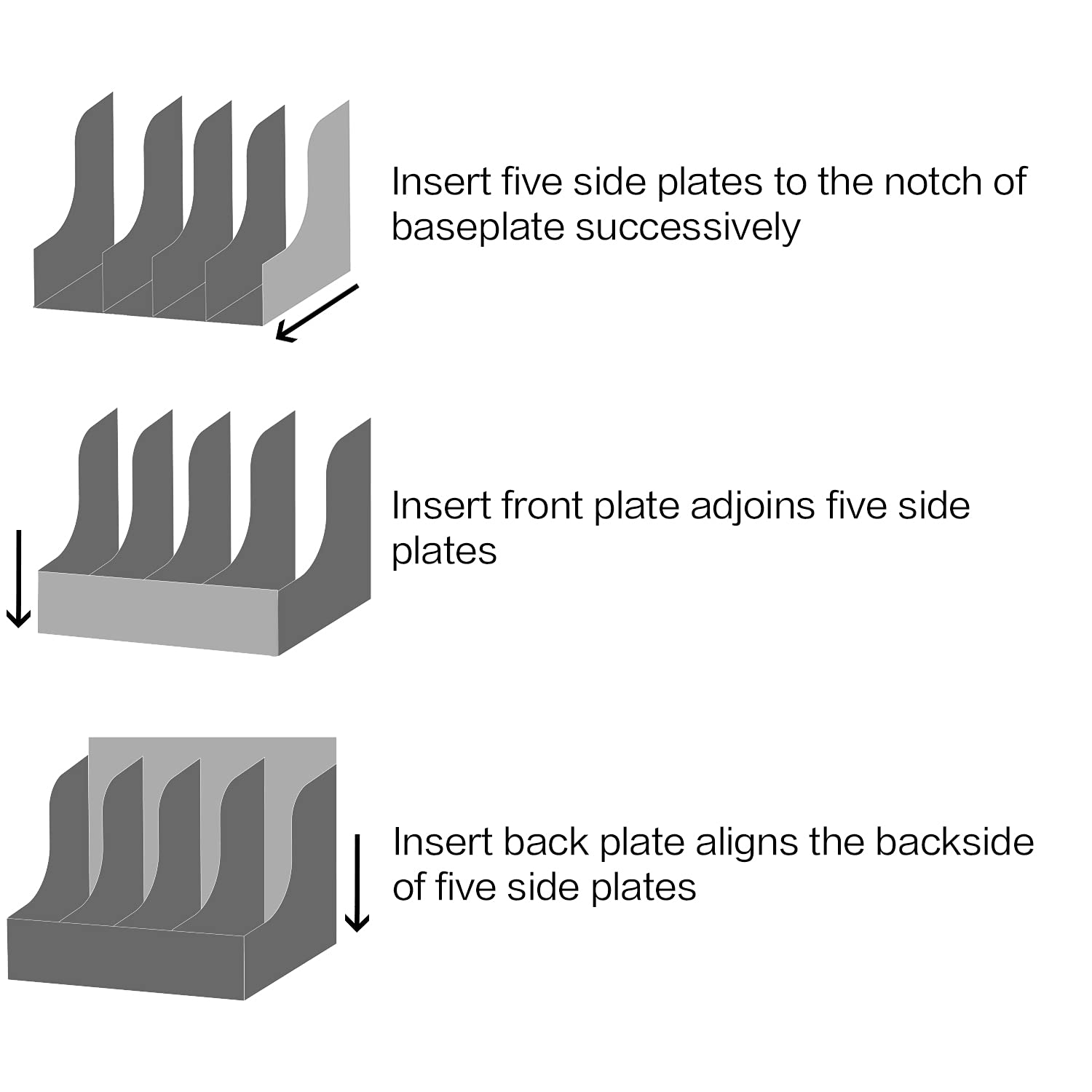 Magazine File Book Holder 4 Compartments, Black