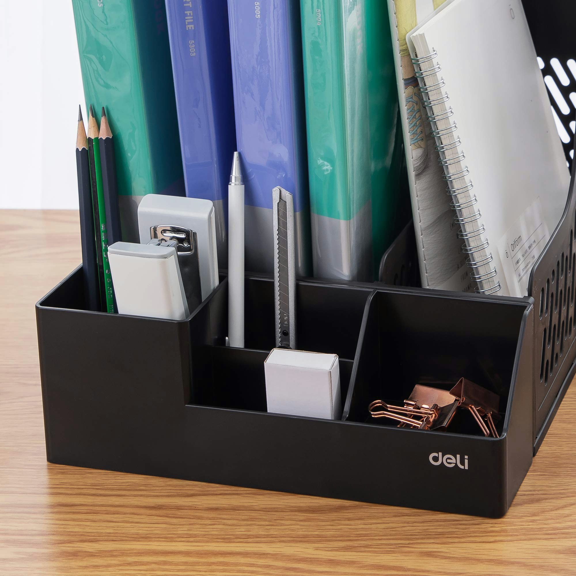 Magazine File Book Holder 3 Compartments, Black