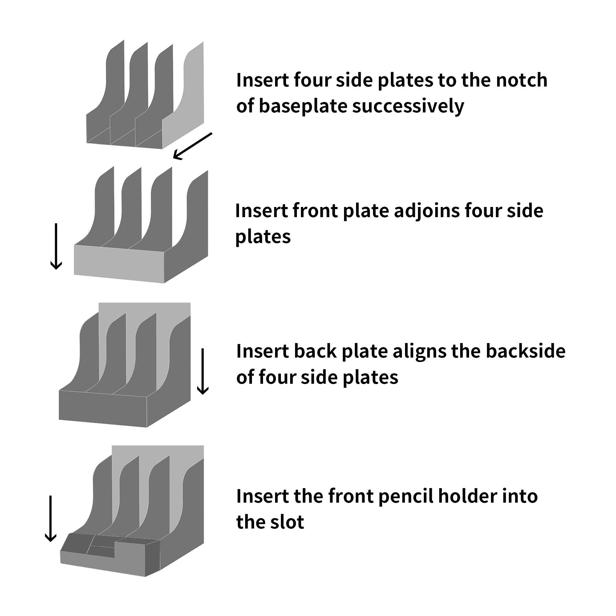 Magazine File Book Holder 3 Compartments, Black