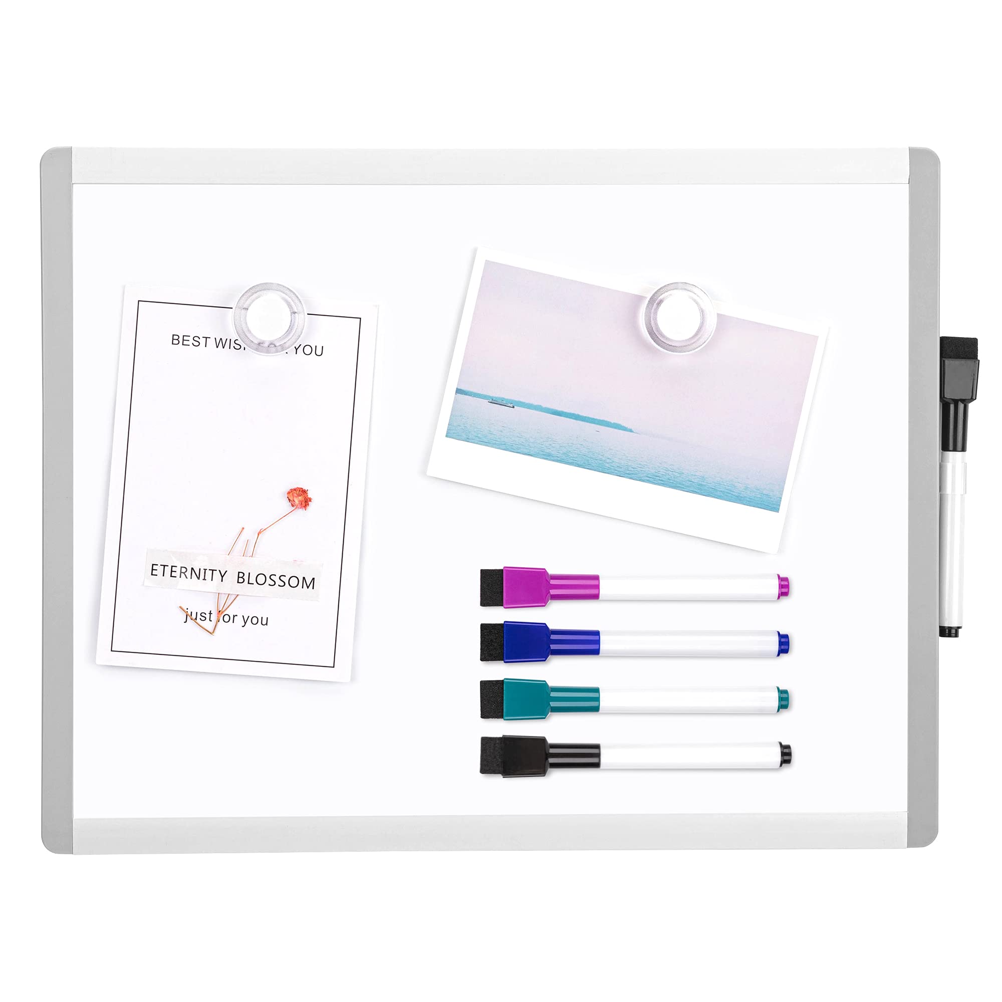 2-Pack Dry Erase Board, 11 x 14 Inches Magnetic Small Dry Erase Whiteboard, 4 Magnets and 8 Markers