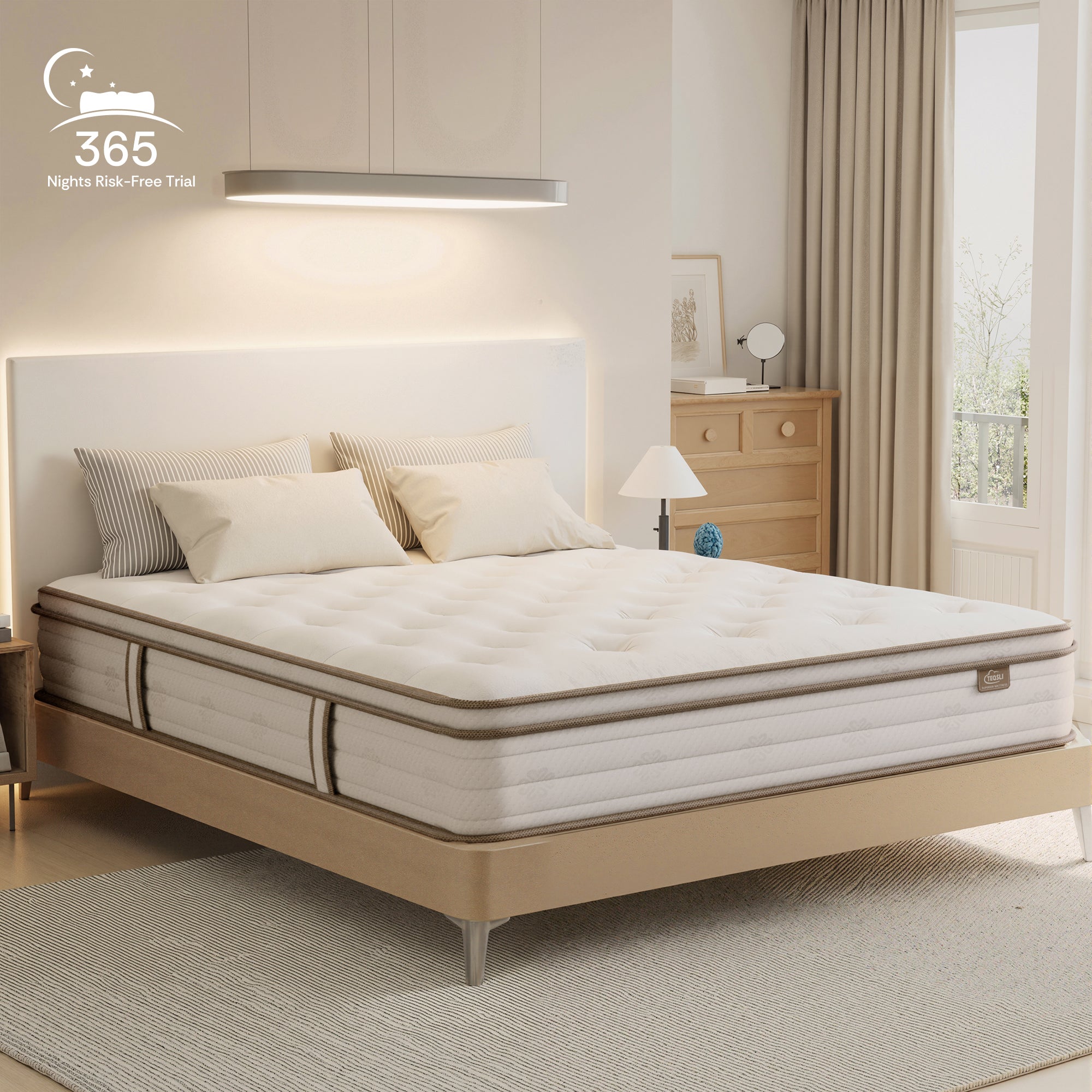 Spanspace Mattress, Hybrid Mattress with Zoned Support & Gel-Infused Memory Foam, Colchon Medium-Firm for Pressure Relief & Motion Isolation, White