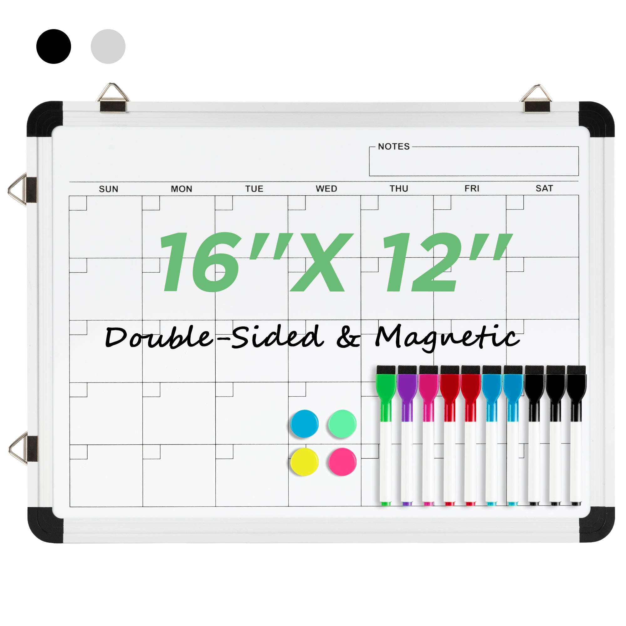 16" X 12" Dry Erase Calendar Whiteboard for Wall, Monthly Double-Sided Board, Hanging Whiteboard Dry Erase for Office, Desk