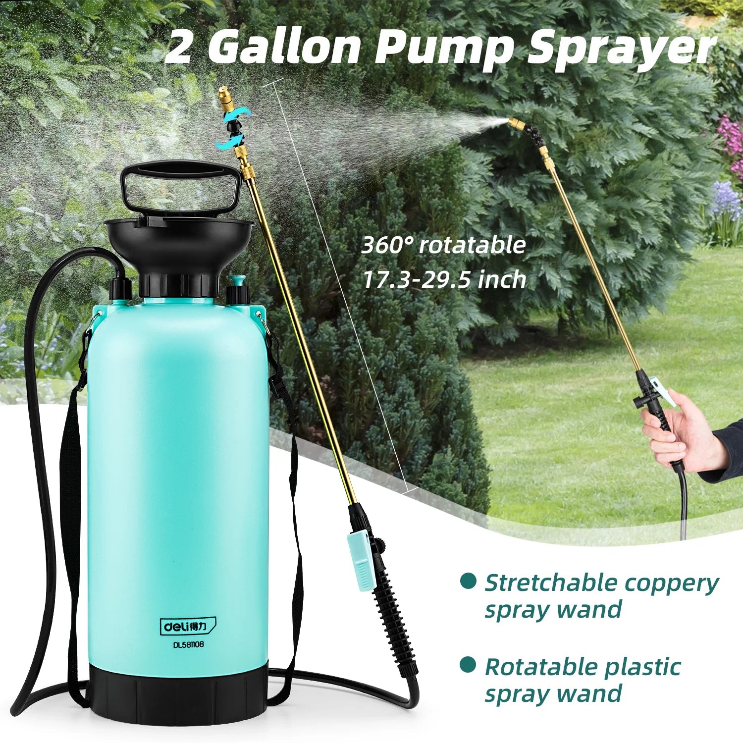 garden sprayer with shoulder strap Deli 2-Gallon Pump Pressure Sprayer, Pressurized Lawn & Garden Water Spray Bottle with Adjustable Shoulder Strap, Pressure Relief Valve, for Spraying