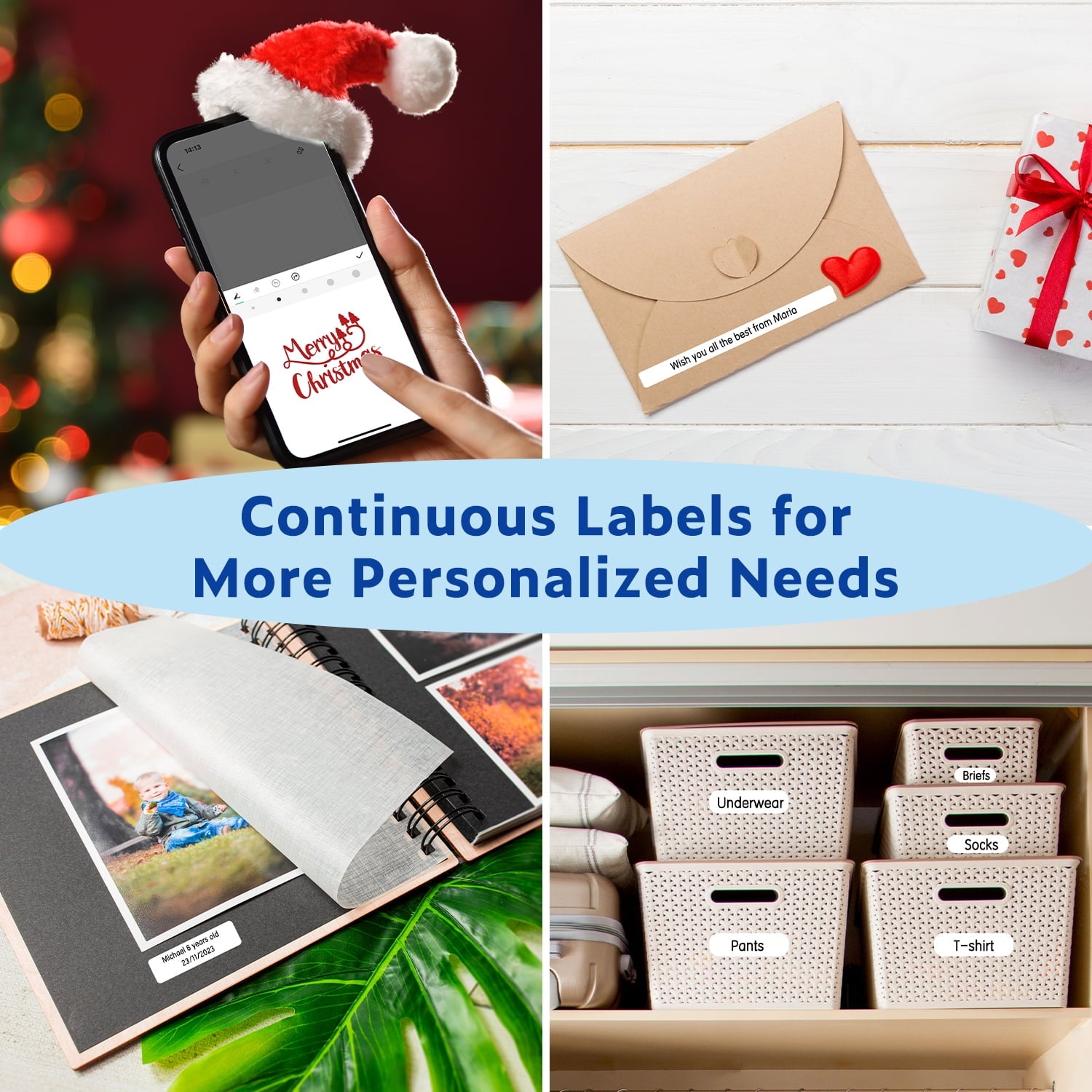 Label Maker Machine with Tape, Portable Bluetooth Label Printer, Wireless & Rechargeable Sticker Mini Label Makers with Multiple Templates Font Icon, White
