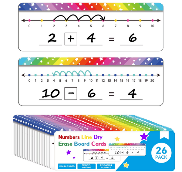 VUSIGN 26 Pack Number Line Dry Erase Boards, Double Sided Writable and ...