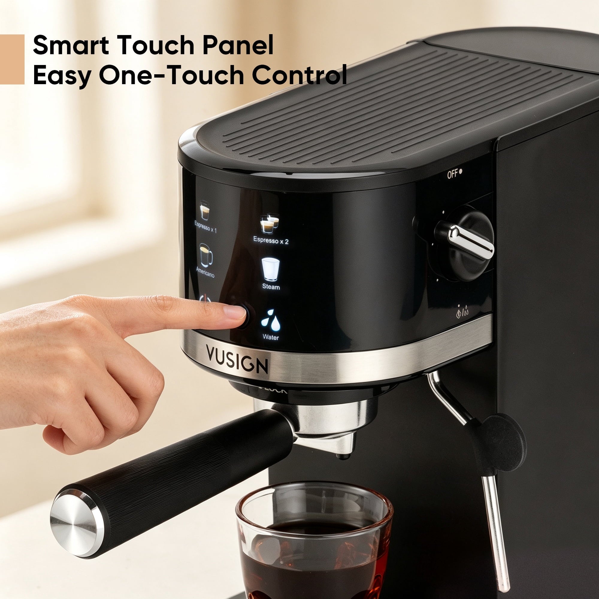 Vusign Semi Automatic Espresso Machine, 20 Bar Coffee Maker Machine with Steam Milk Frother,NTC Temperature Control, Pre-Infusion,1.2L Removable Water Tank