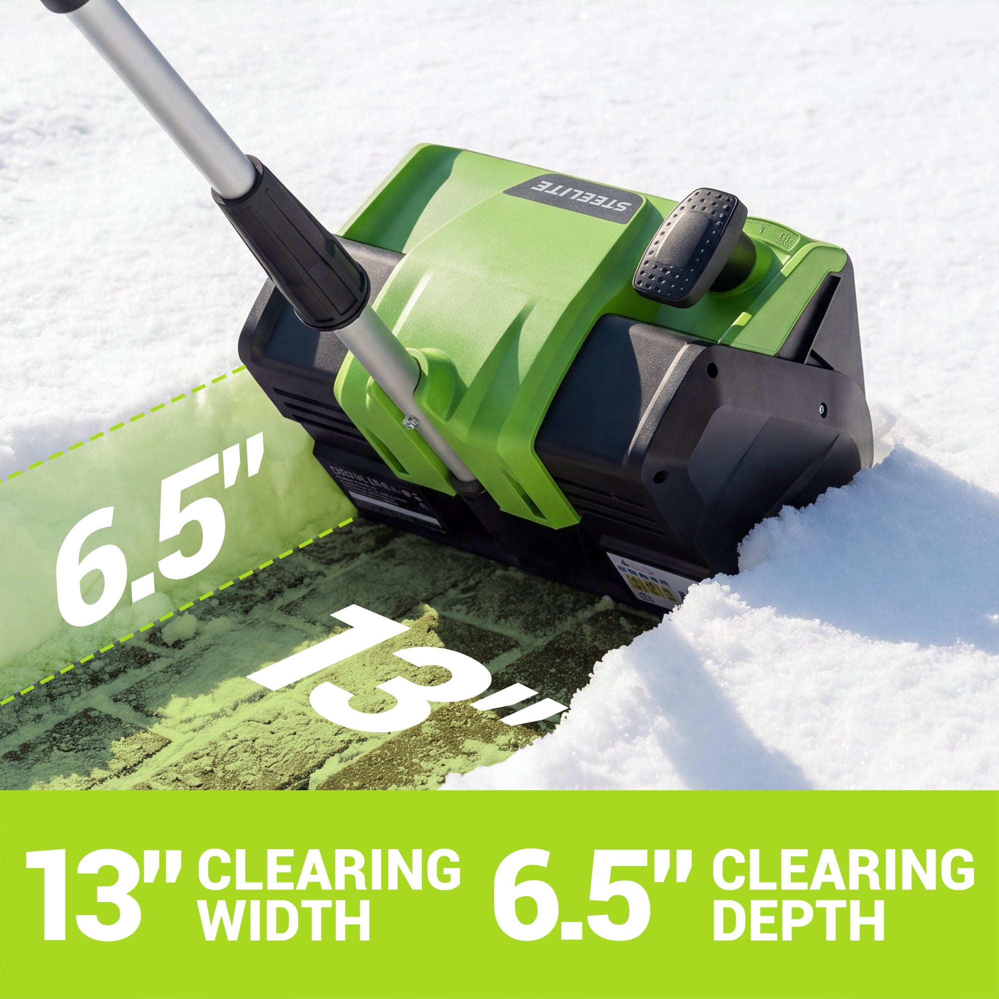 Steelite 21V 13 Inch Cordless Snow Shovel, Battery Powered Snow Blower with Brushless Motor, 2*4.0-Ah Battery & Charger Include, Electric Shovel for Snow Removal for Patios,Decks & Driveways