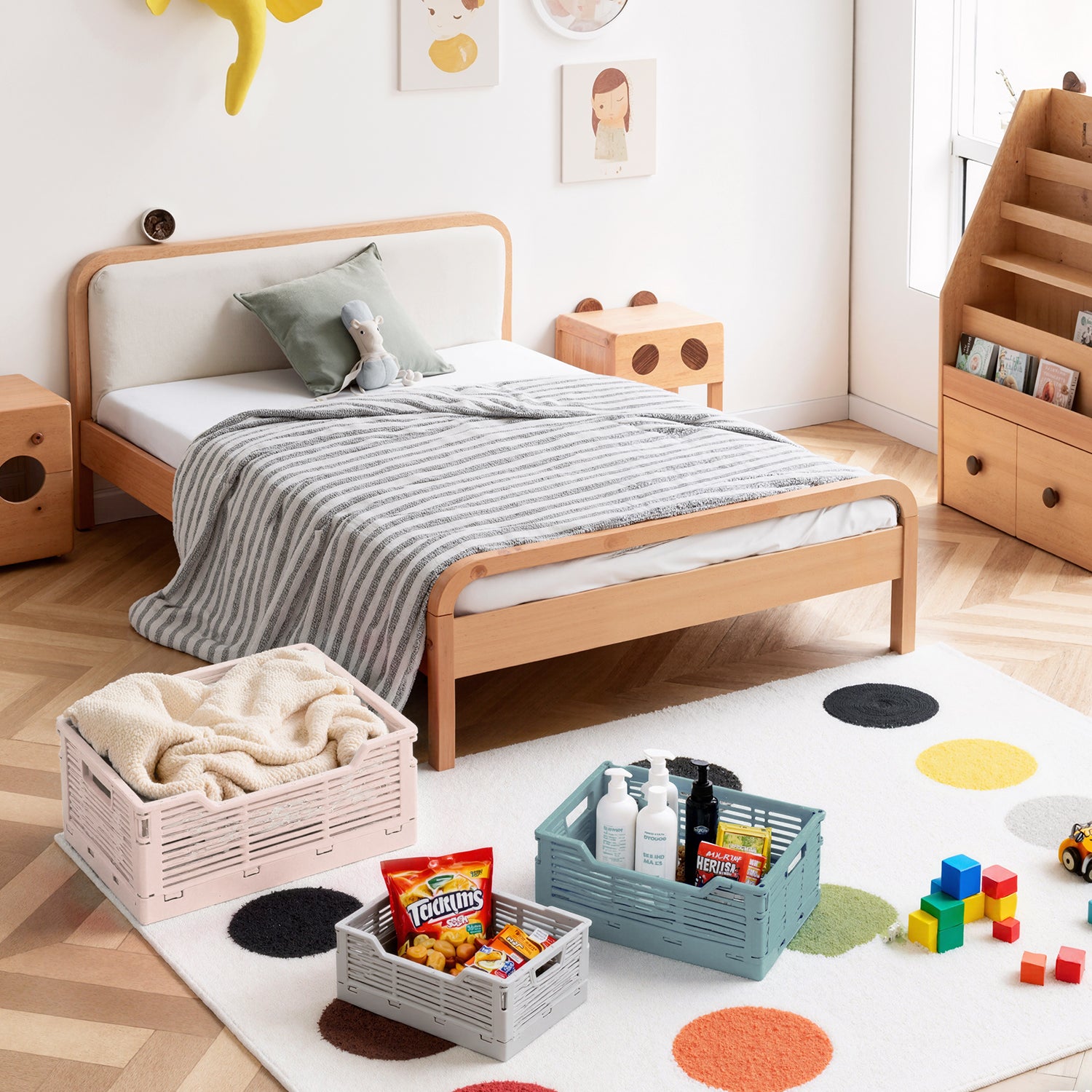 VUSIGN 4-Pack Foldable Storage Bins, Stackable Plastic Storage Crates for Home Office, Folding Storage Basket Containers