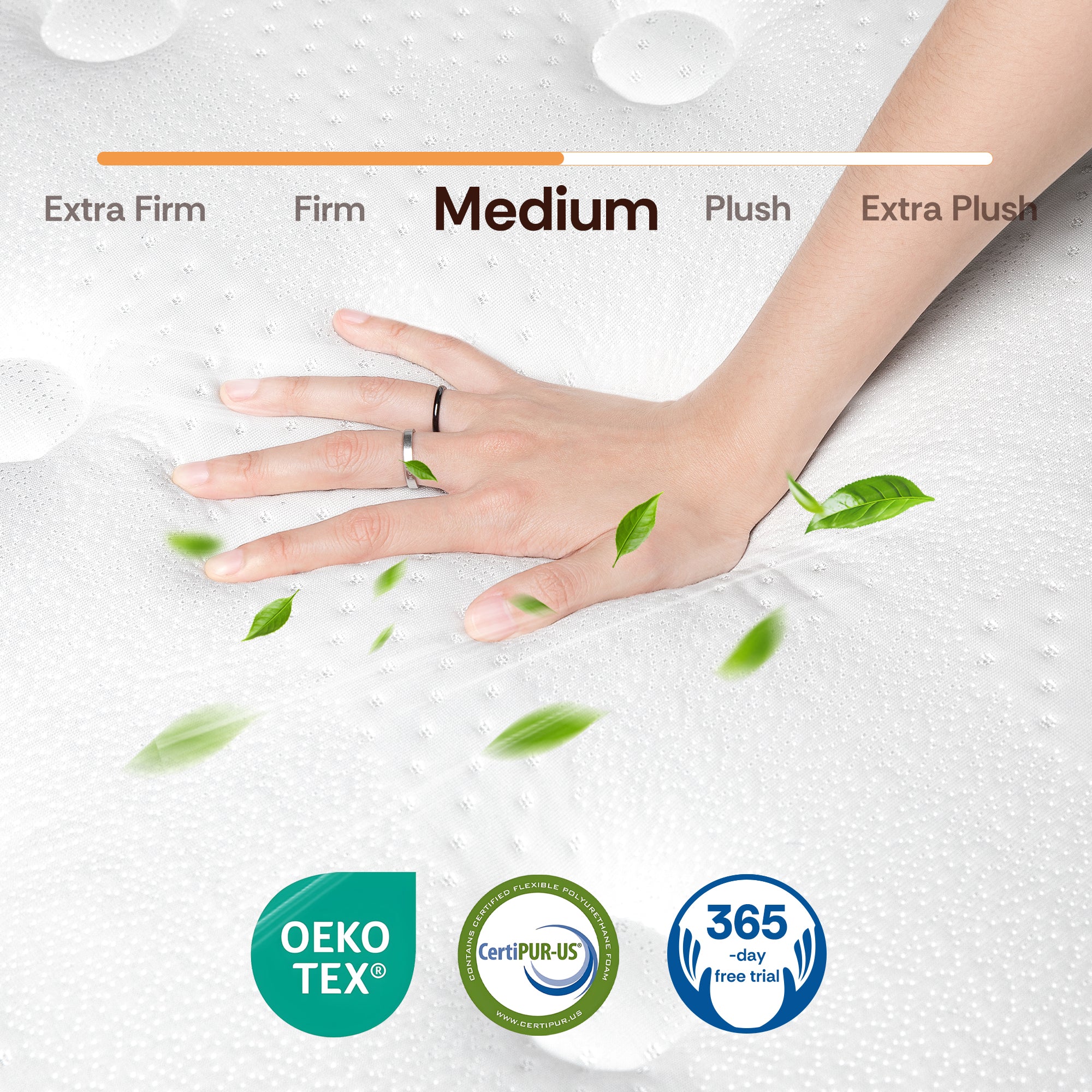 Spanspace Mattress, Hybrid Mattress with Zoned Support & Gel-Infused Memory Foam, Colchon Medium-Firm for Pressure Relief & Motion Isolation, White