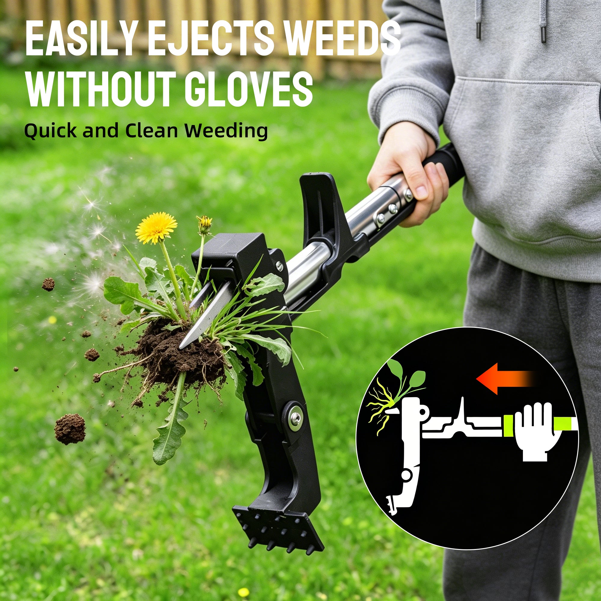 Steelite 4-Claw Stand Up Weed Puller Tool,Heavy Duty Weed Pulling Tool with 39" Long Handle & Quick-Release Ejector Mechanism,Detachable Gardening Hand Weeding Tool,Root Weed Remover Tool for Lawn