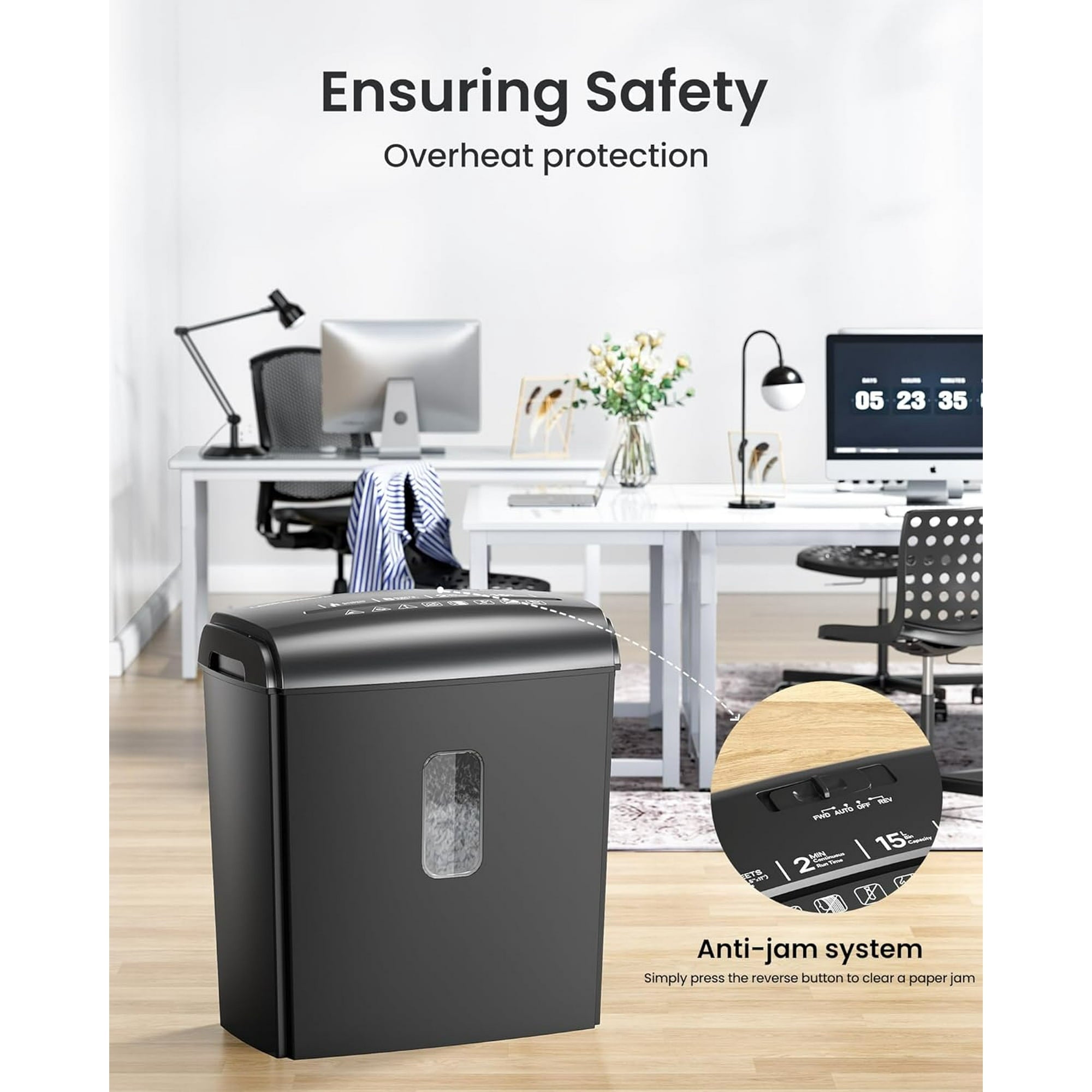 8-Sheet Micro Cut Paper Shredder with 4 Gallons, Shreds Credit Card/Staple P-5 High Security for Home Office Use with Handle, Visual Window Wastebasket