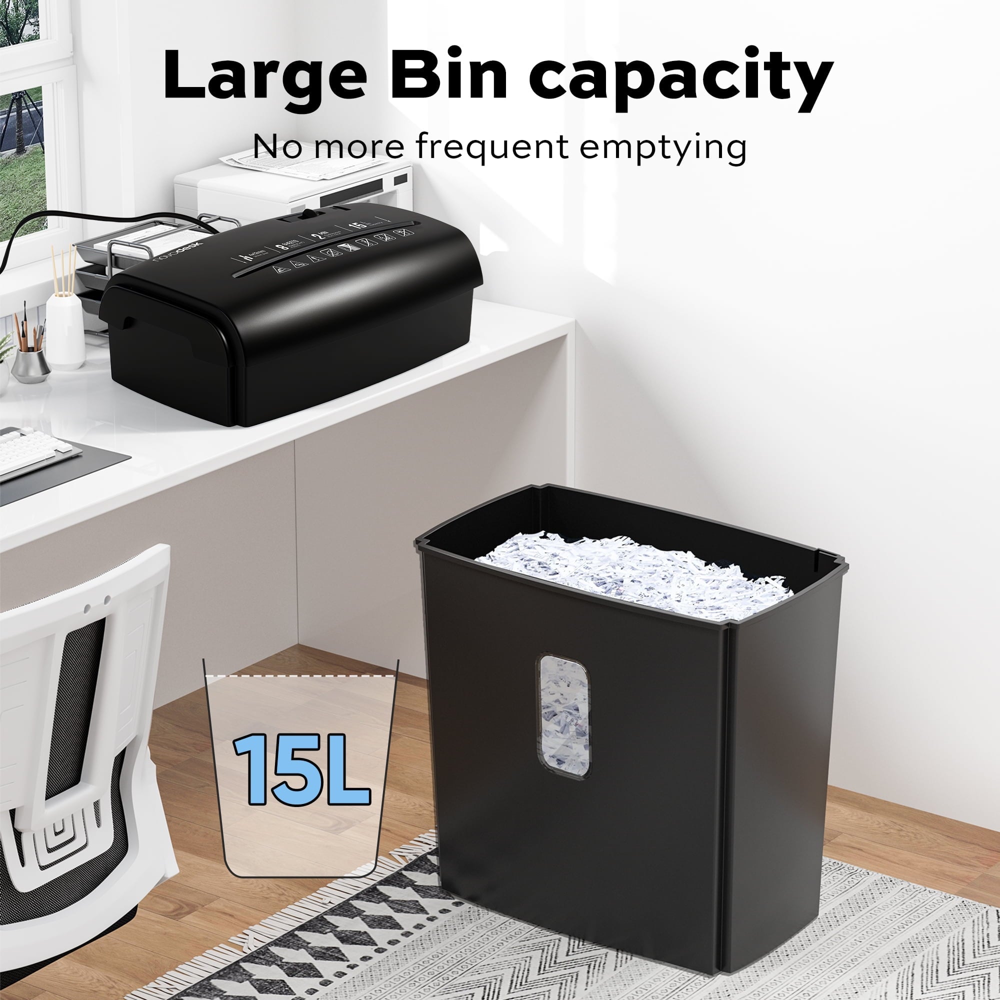 8-Sheet Micro Cut Paper Shredder with 4 Gallons, Shreds Credit Card/Staple P-5 High Security for Home Office Use with Handle, Visual Window Wastebasket
