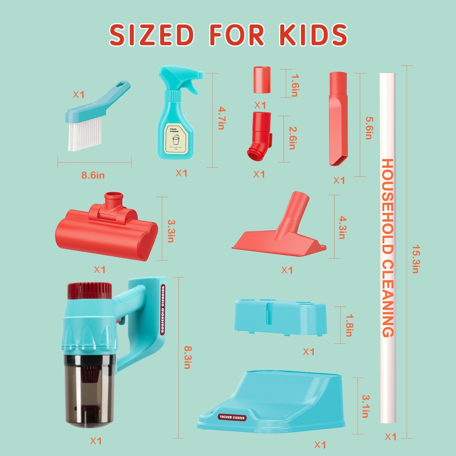 Kids Vacuum Cleaning Toy Set, Kids Vacuum That Really Works with Real Suction Light & Sounds Effects, Durable Toy Vacuum Toddler Cleaning Set as Gifts for Children Age 3+