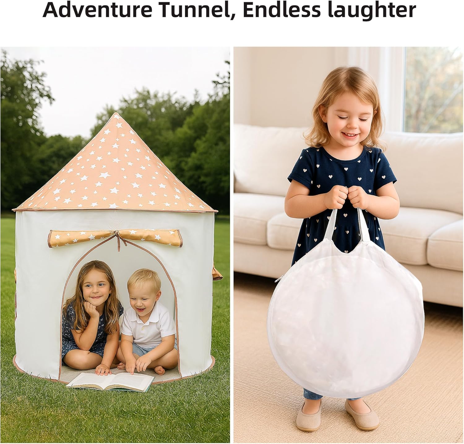 3-in-1 Kids Play Tent with Tunnel & Ball Pit for Toddlers 1-3, Indoor Outdoor Playhouse, Easy Pop Up, Portable Play Tents for Toddlers