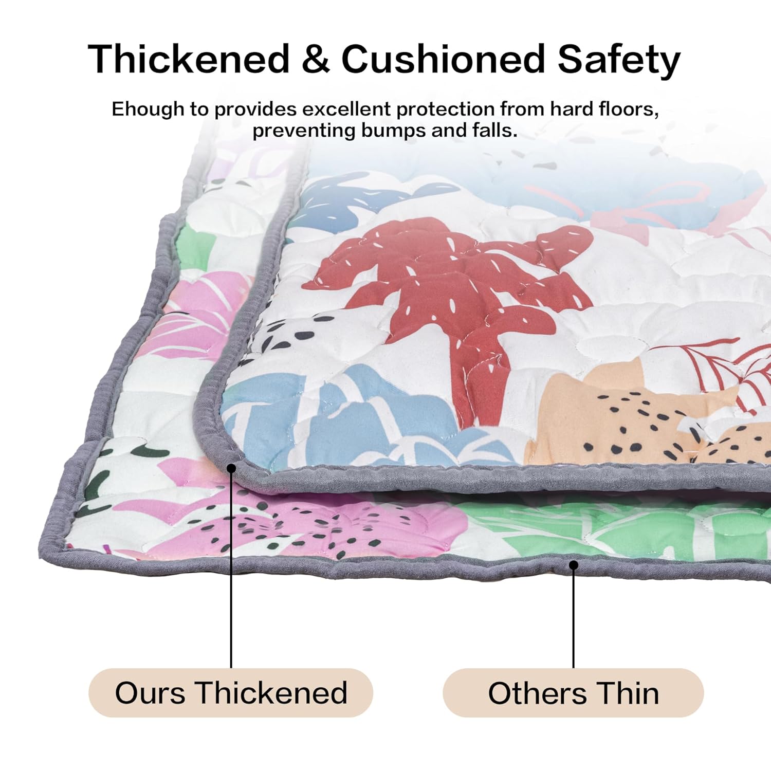 Baby Play Mat 71"×59" Premium Thicker Foam Floor Mat, Bohemian Non-Slip for Infants & Toddlers, Foldable Machine Washable Crawling Mat