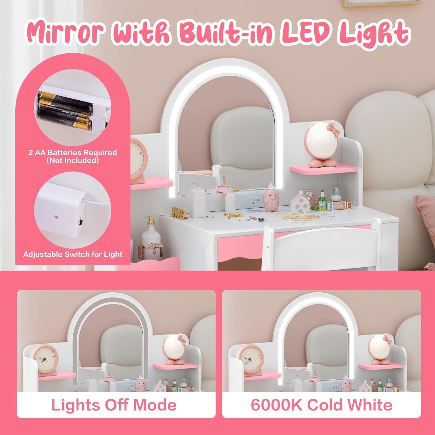 Kids Bookshelf with Reading Nook, Wooden Toy Storage Organizer with Cushioned Seat and 3 Fabric Drawers, Toddler Bookcase with Bench for Playroom, Bedroom, Nursery