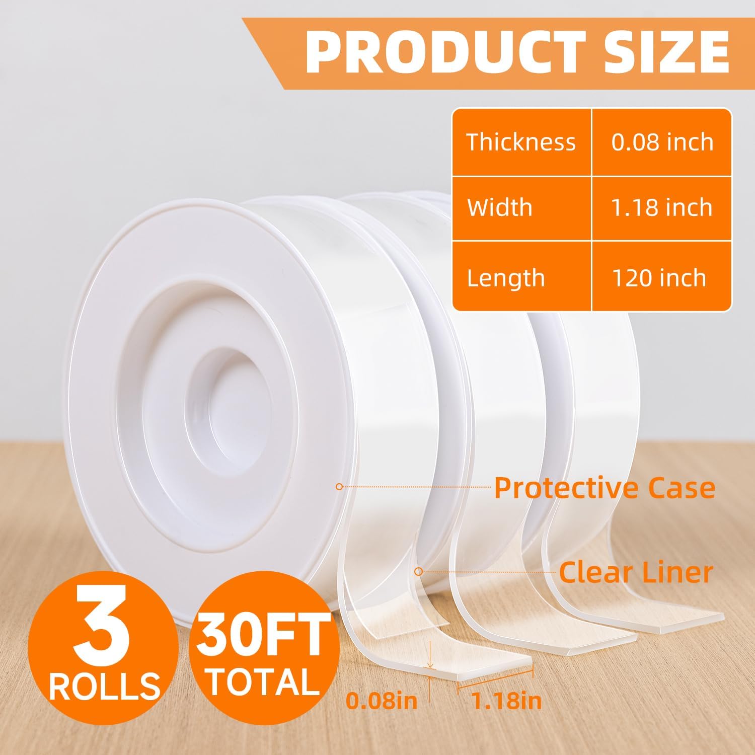 Deli Double Sided Tape Heavy Duty, Nano Tape, Double Sided Mounting Tape, Clear Adhesive Tape for Hanging Picture, Poster, Carpet, Photo Deco