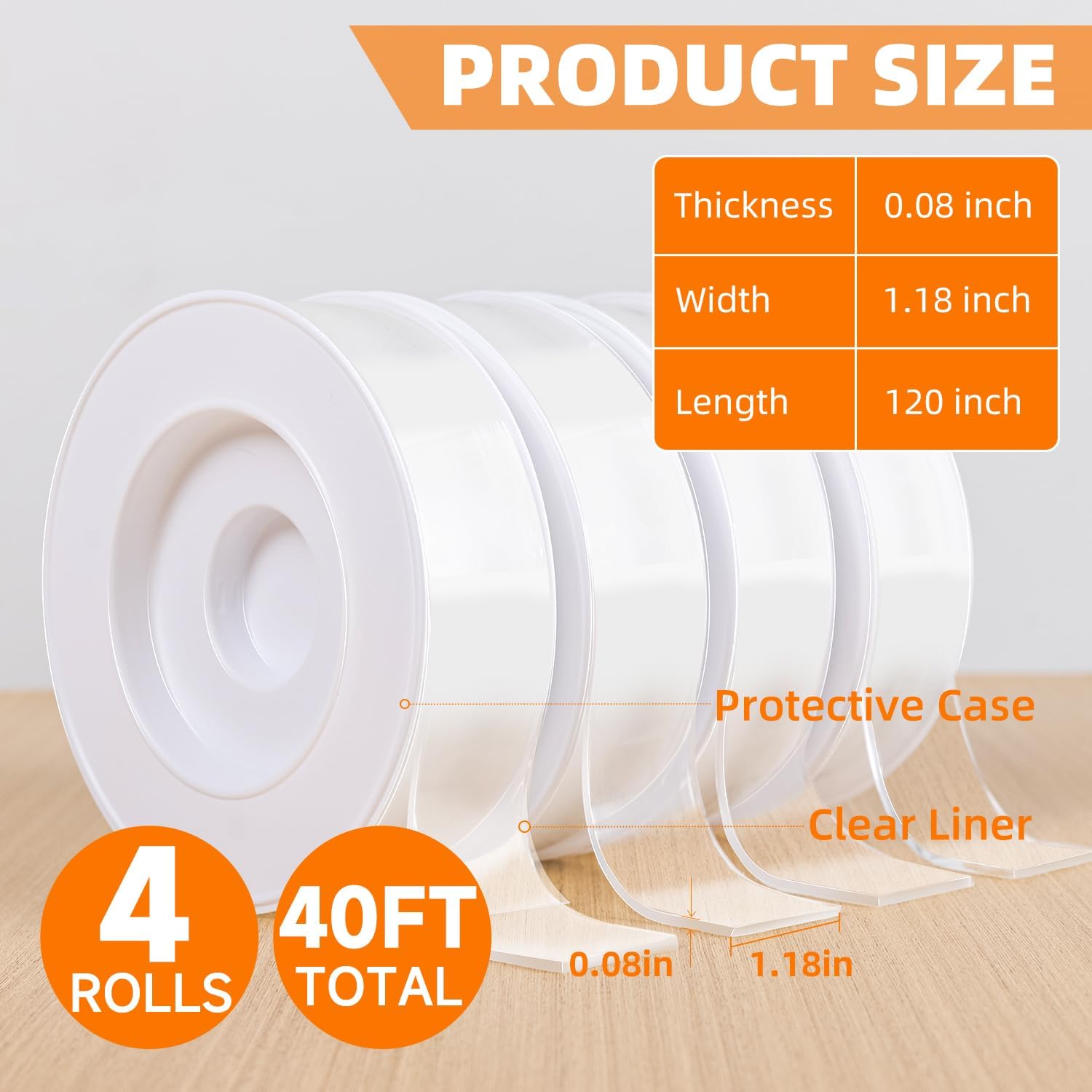 Deli Double Sided Tape Heavy Duty, Nano Tape, Double Sided Mounting Tape, Clear Adhesive Tape for Hanging Picture, Poster, Carpet, Photo Deco