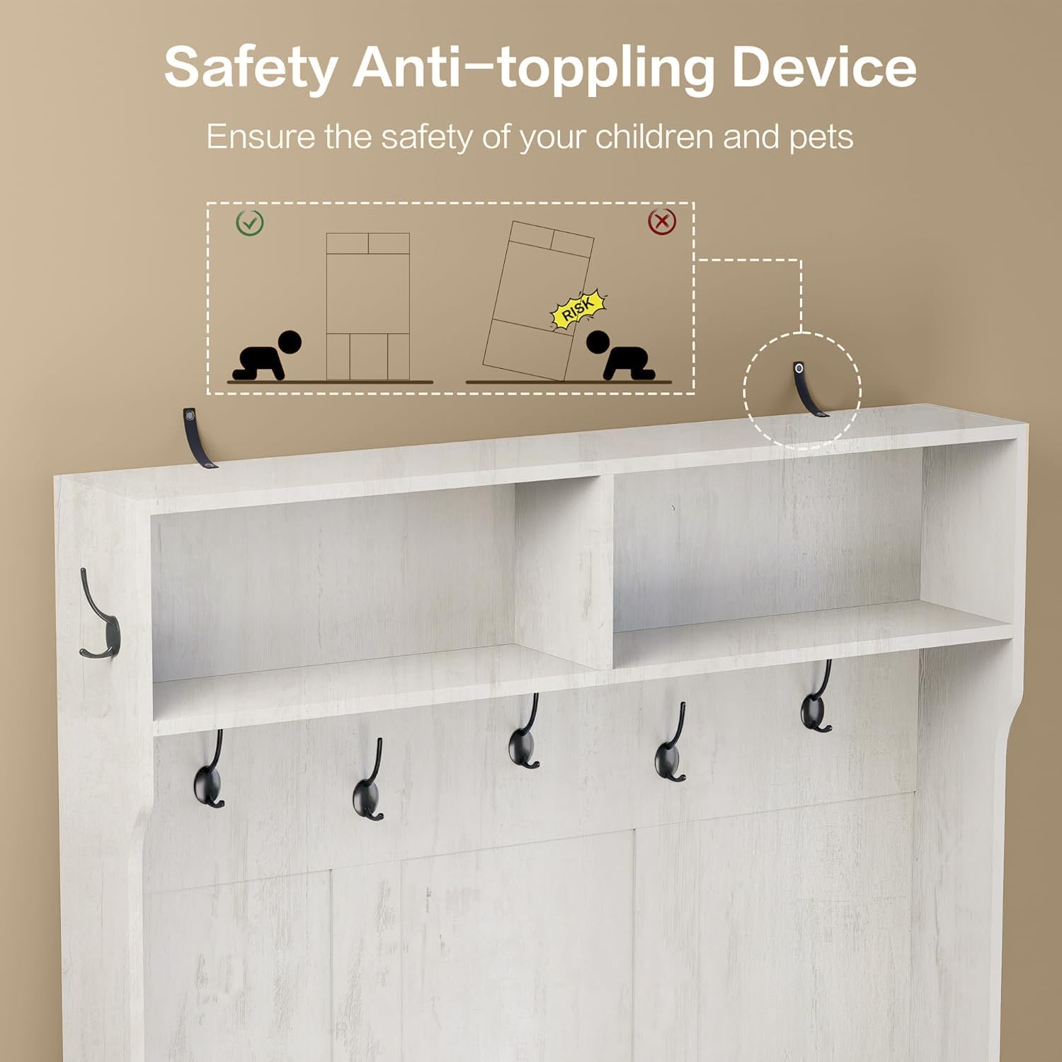 71" Hall Tree with Bench and Shoe Storage, Entryway Hall Tree with 2 Doors and 6 Adjustable Shelves, Cushioned Storage Bench with Coat Rack for Hallway, Living Room, Mudroom