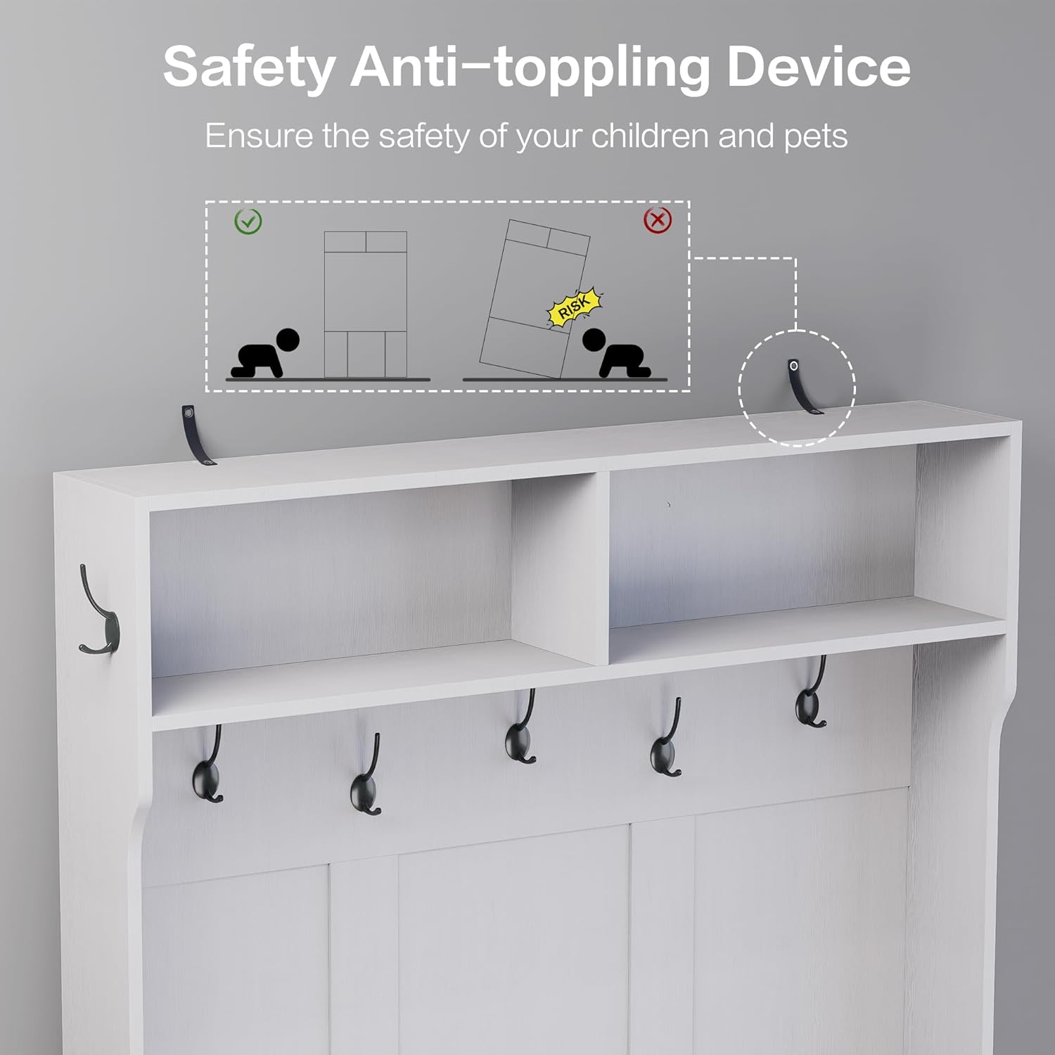 71" Hall Tree with Bench and Shoe Storage, Entryway Hall Tree with 2 Doors and 6 Adjustable Shelves, Cushioned Storage Bench with Coat Rack for Hallway, Living Room, Mudroom