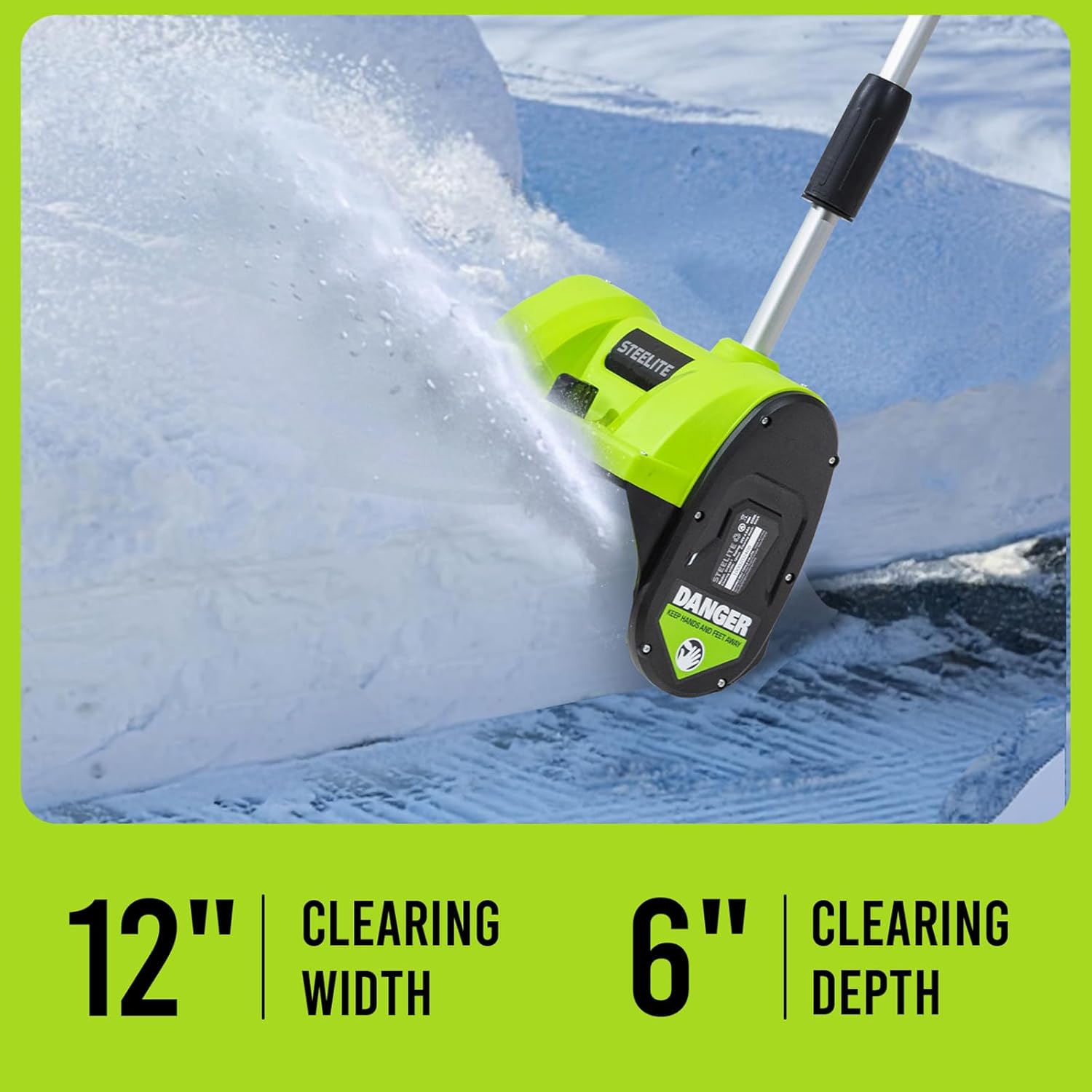 STEELITE 21V Cordless Snow Shovel, 12-Inch Battery Powered Snow Blower with Directional Plate, 20-Feet Snow Throwing Distance, 4.0Ah Battery & Quick Charger Included