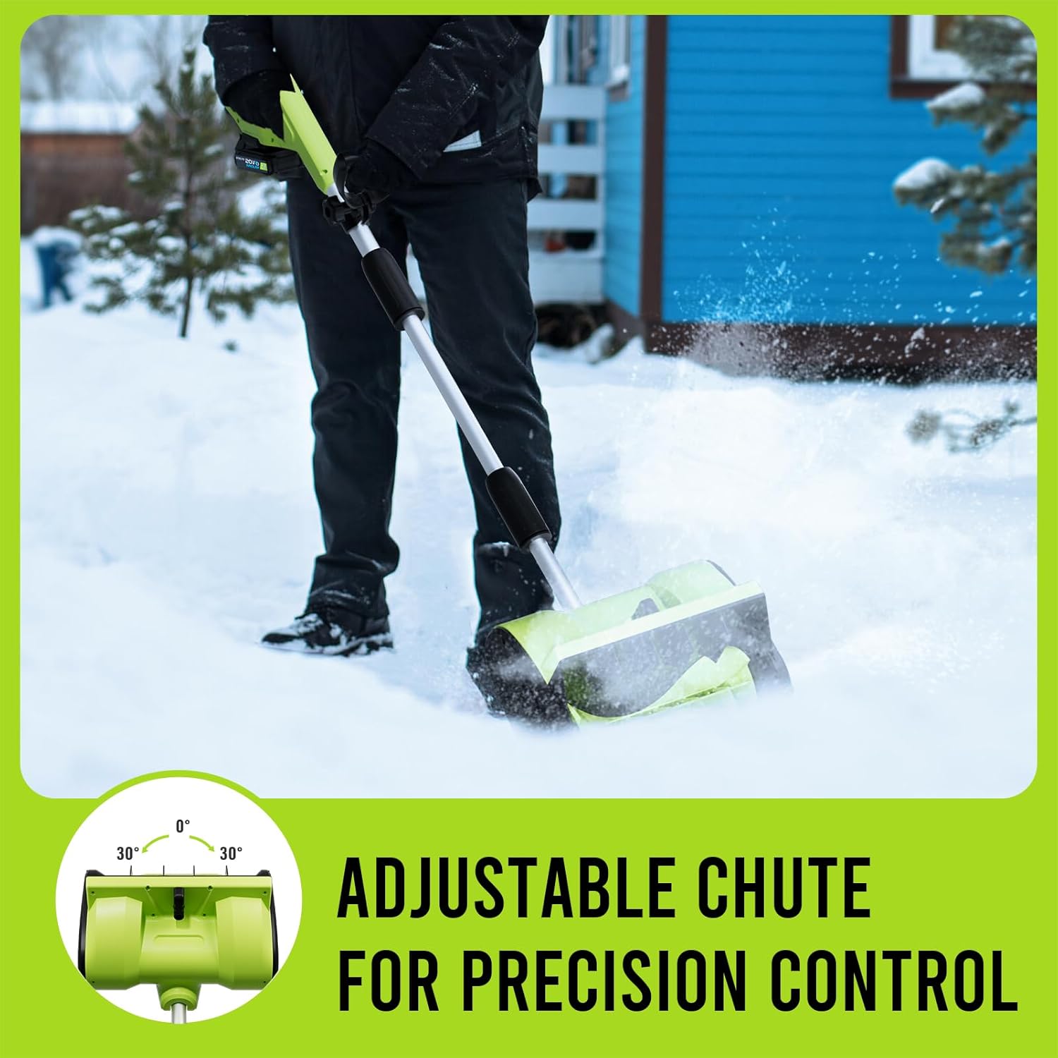 STEELITE 21V Cordless Snow Shovel, 12-Inch Battery Powered Snow Blower with Directional Plate, 20-Feet Snow Throwing Distance, 4.0Ah Battery & Quick Charger Included