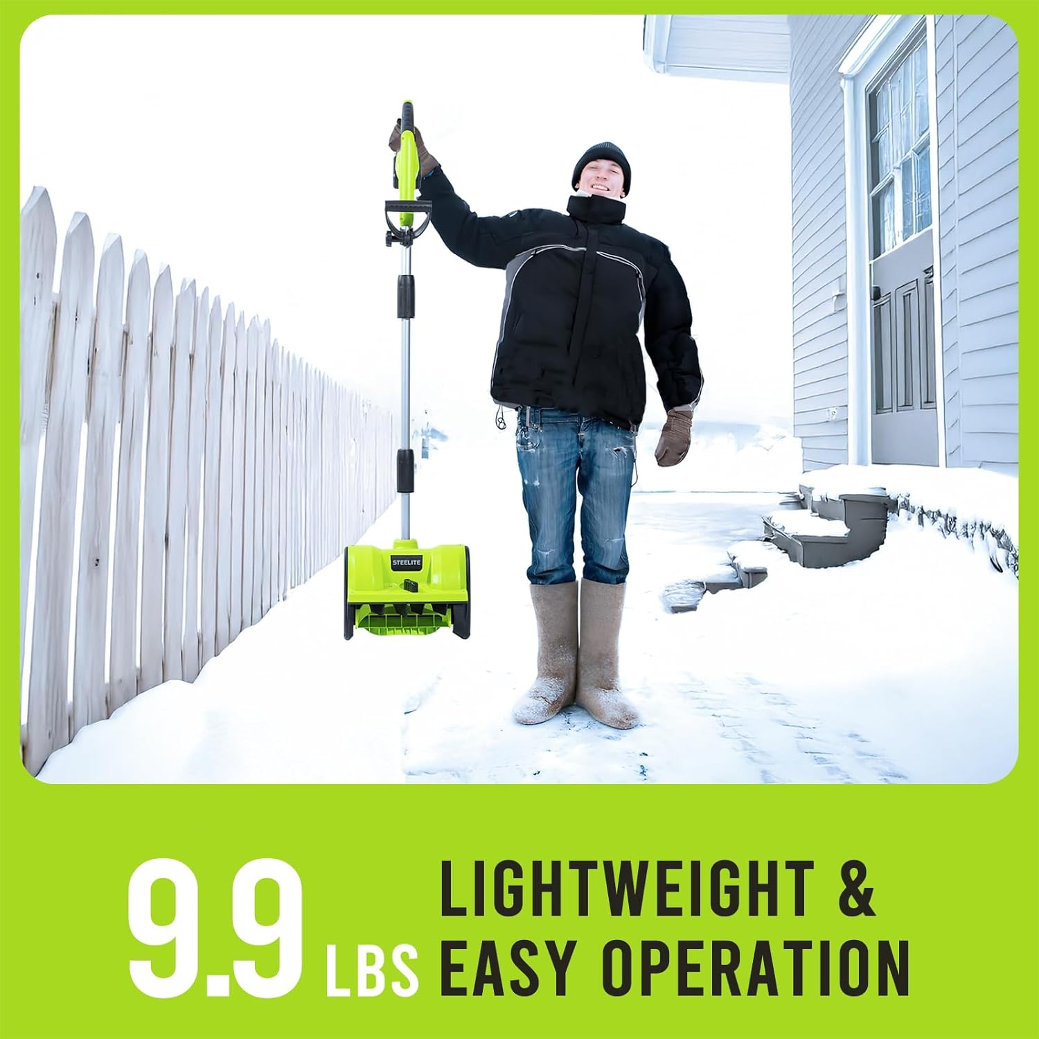 STEELITE 21V Cordless Snow Shovel, 12-Inch Battery Powered Snow Blower with Directional Plate, 20-Feet Snow Throwing Distance, 4.0Ah Battery & Quick Charger Included
