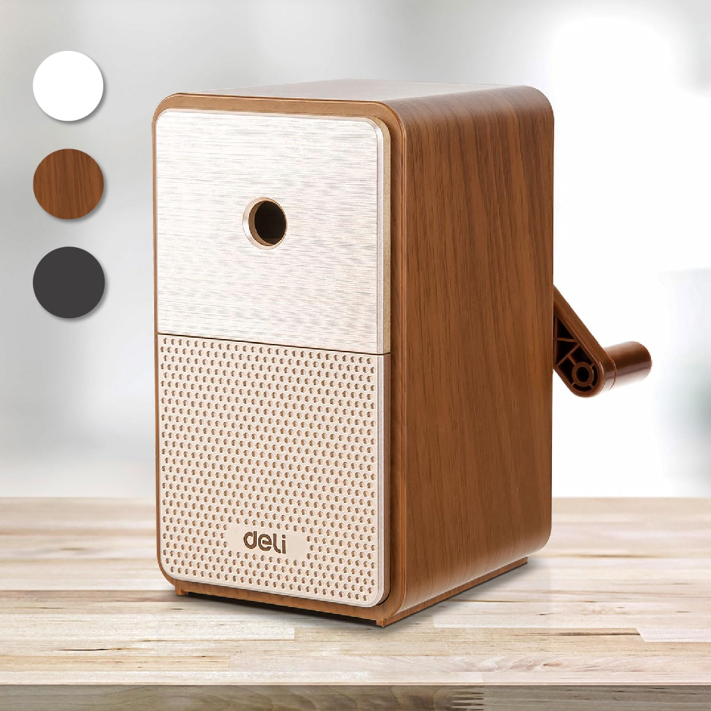Deli Manual Pencil Sharpener Auto-in Hand Crank with Adjustable Point for Colored Pencils, Kids, Students, Classroom, Home and Office