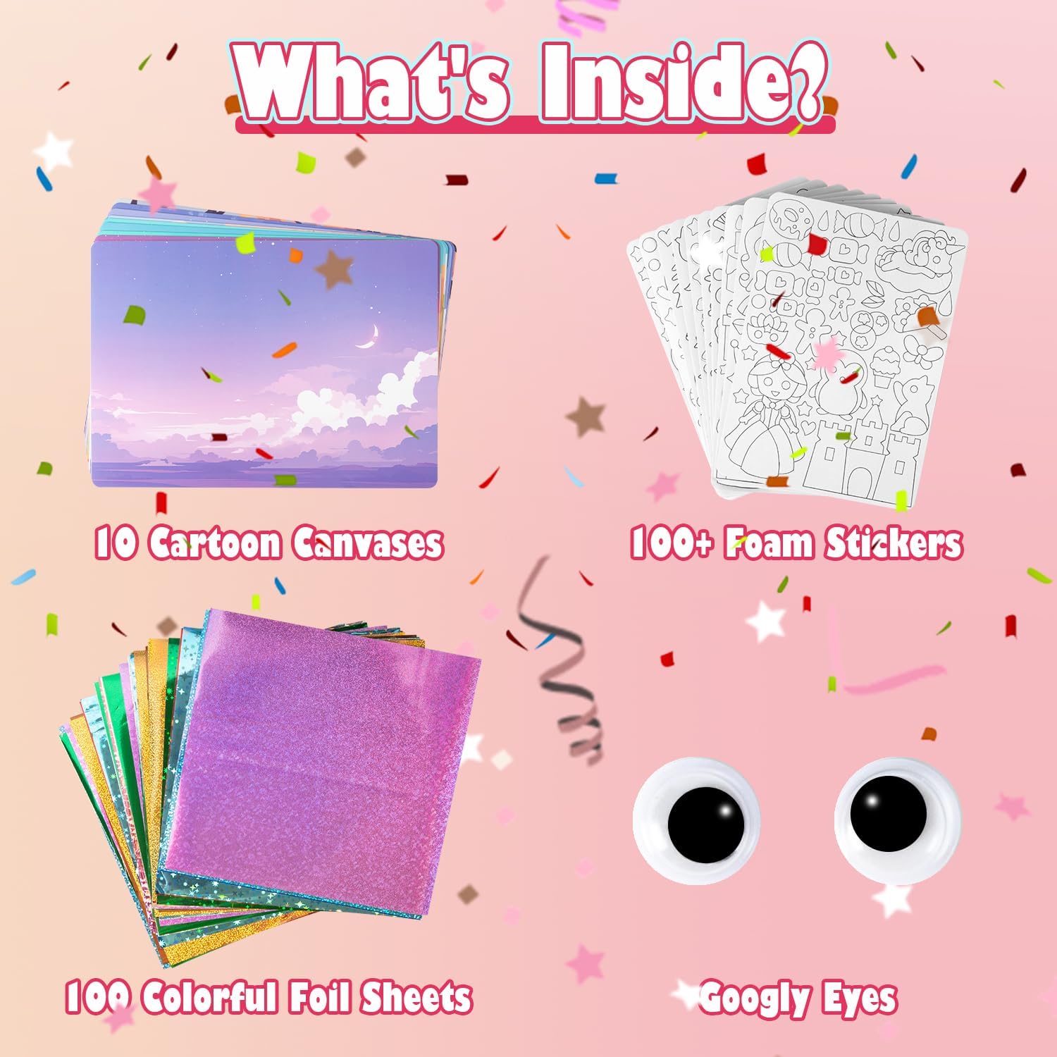 VUSIGN Arts and Crafts for Kids, Foil Fun Activity Kit, Princess Unicorn Fairy Foil Art, No Mess Craft Kits, Creative Gift for Girls Boys Ages 4 5 6 7 8 9