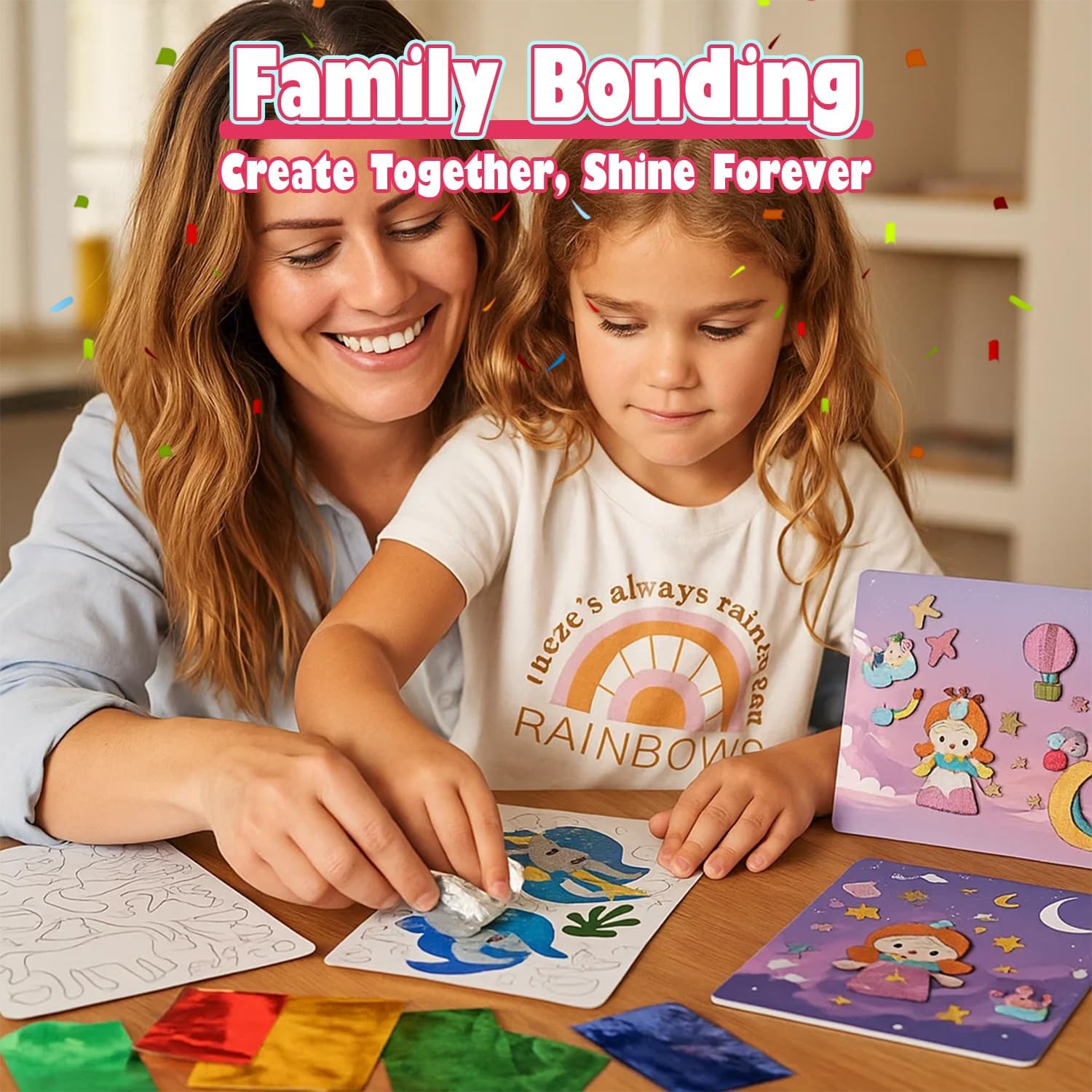 VUSIGN Arts and Crafts for Kids, Foil Fun Activity Kit, Princess Unicorn Fairy Foil Art, No Mess Craft Kits, Creative Gift for Girls Boys Ages 4 5 6 7 8 9