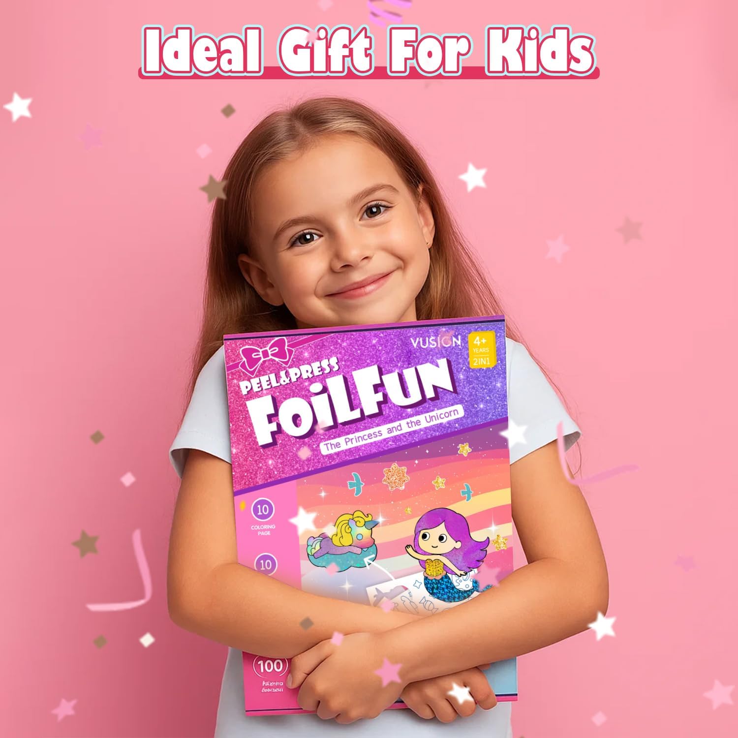 VUSIGN Arts and Crafts for Kids, Foil Fun Activity Kit, Princess Unicorn Fairy Foil Art, No Mess Craft Kits, Creative Gift for Girls Boys Ages 4 5 6 7 8 9