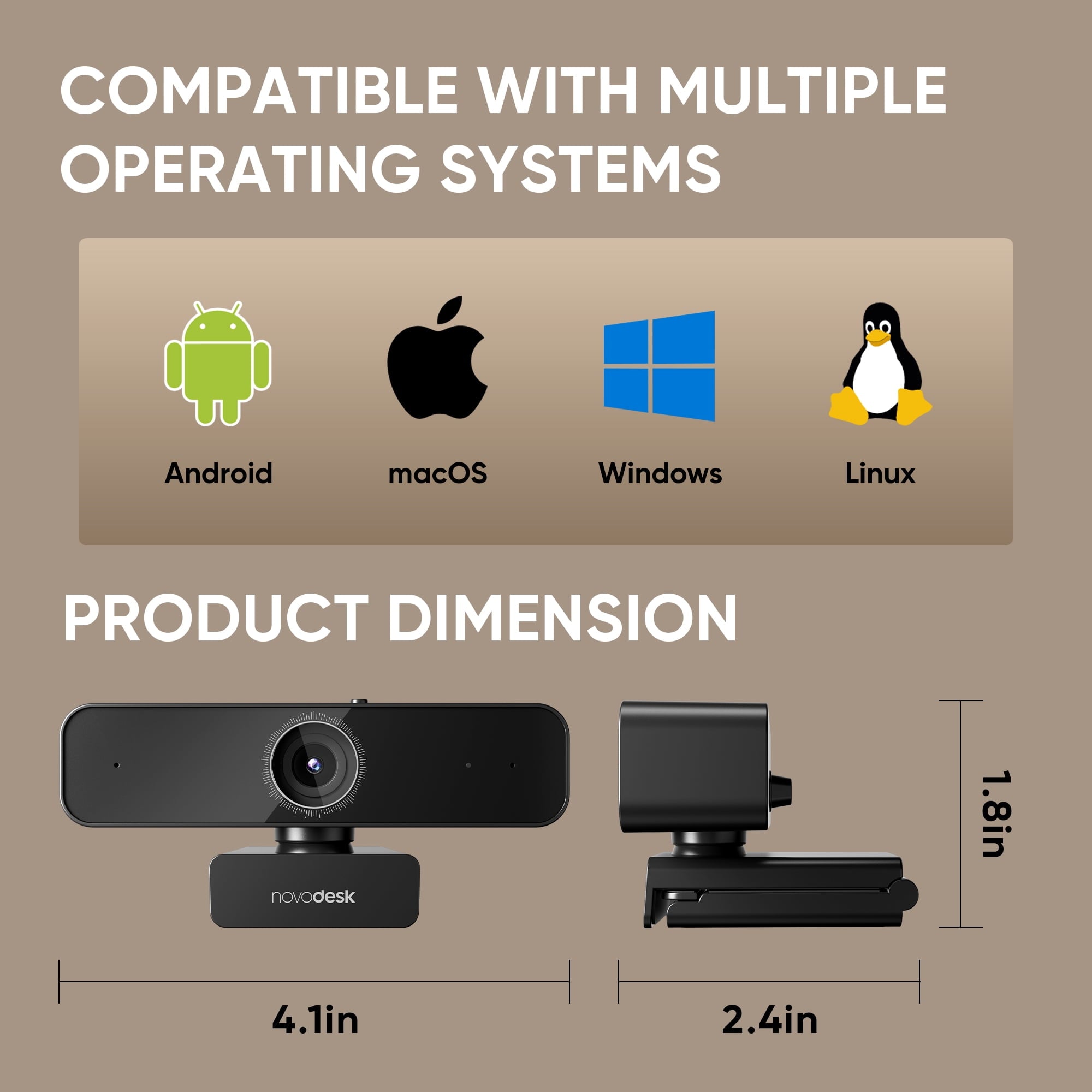 2K Webcam with Dual Microphone with Stand/Privacy Cover/Tripod Stand,Autofocus,Noise Reduction for Desktop and Laptop,with Privacy Cover and Webcam Tripod Stand