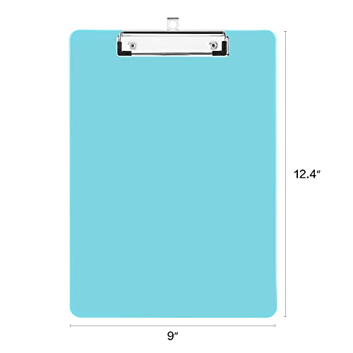 Deli Plastic Clipboard, Clipboards with Low Profile Clip, Standard A4 Letter Size Clipboard for Office, Nurses, Students, and Women, Size 12.4 ×9 Inch, Sky Blue