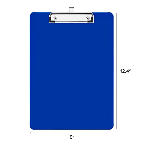 Deli Plastic Clipboard, Clipboards with Low Profile Clip, Standard A4 Letter Size Clipboard for Office, Nurses, Students, and Women, Size 12.4 ×9 Inch, Blue