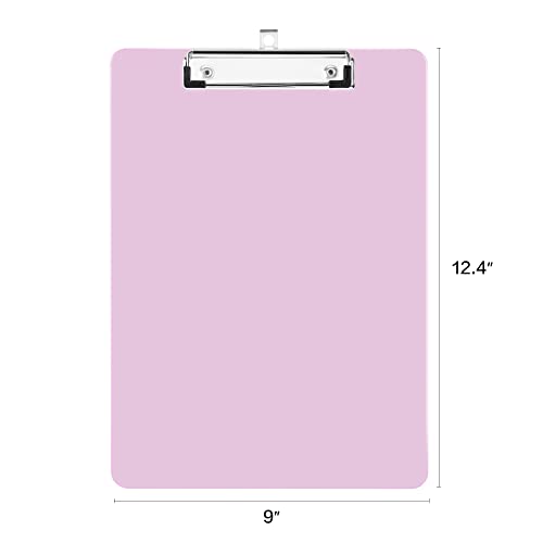 Deli Plastic Clipboard, Clipboards with Low Profile Clip, Standard A4 Letter Size Clipboard for Office, Nurses, Students, and Women, Size 12.4 ×9 Inch, Pink