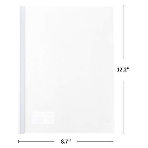 Deli 10 Pack Sliding Bar Clear Report Covers, Transparent Resume Presentation File Folders Organizer Binder for A4 Size Paper, White