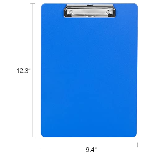 Deli Plastic Clipboard, Clip Board with Low Profile Clip, Standard A4 Letter Size Clipboards for Nurses, Students, Office and Women, Blue, 2 Pack