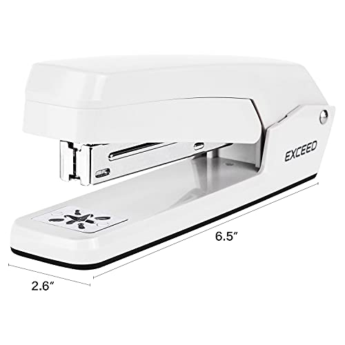 Deli Swing-Arm Swivel Stapler, 25 Sheet Capacity, 360 Degree Rotate Desktop Staplers for Booklet or Book Binding, White