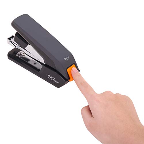 Deli Effortless Desktop Stapler, Heavy Duty Stapler, 40-50 Sheet Capacity, One Finger, No Effort, Includes Staples & Staple Remover, Black