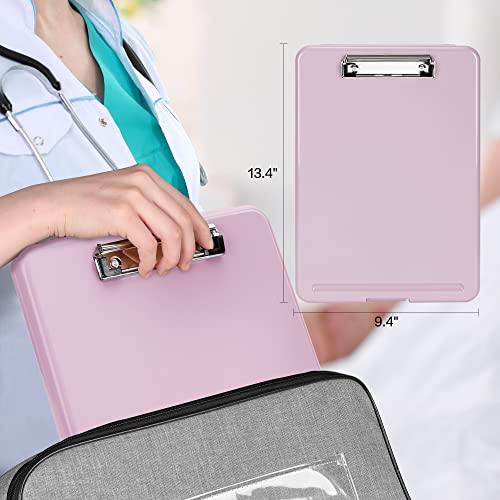 Deli Nursing Clipboard with Storage, Nurse Clipboard with 5 Quick Access Cheat Sheet for Nurses, Nursing Students, Doctor, Medical Professionals, Pink