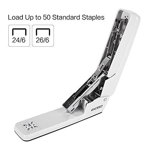 Deli Swing-Arm Swivel Stapler, 25 Sheet Capacity, 360 Degree Rotate Desktop Staplers for Booklet or Book Binding, White