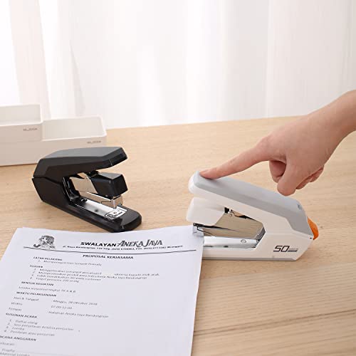 Deli Effortless Desktop Stapler, Heavy Duty Stapler, 40-50 Sheet Capacity, One Finger, No Effort, Includes Staples & Staple Remover, Black