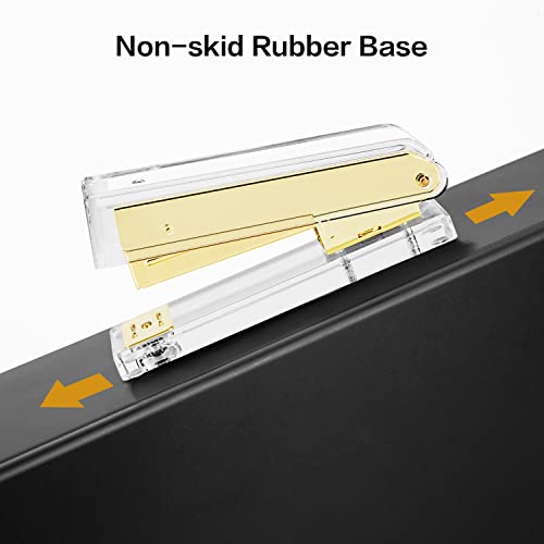 Deli Acrylic Stapler, Desktop Stapler Office Stapler, 25 Sheet Capacity, Includes 1000 Staples and Staple remover, Acrylic Gold