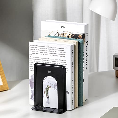 Book Ends Bookends for Shelves Heavy Duty Non-Skid Bookend Metal Book Stopper to Hold Books/Movies/CDs/Video Games Black 4.6 x 5.7 x 5.9 in 2 Pair/ 4Piece