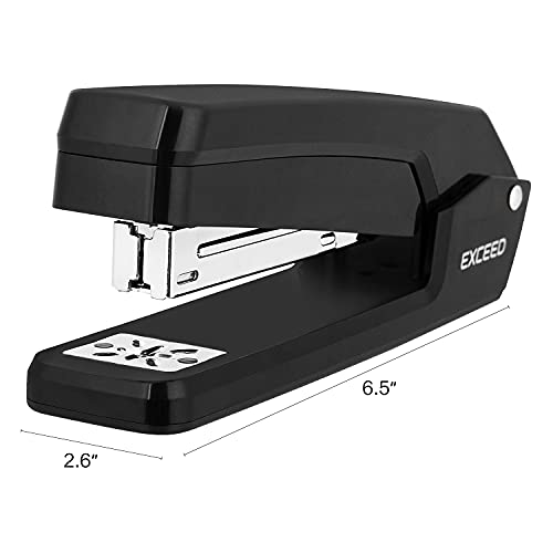 Deli Swing-Arm Swivel Stapler, 25 Sheet Capacity, 360 Degree Rotate Desktop Staplers for Booklet or Book Binding, Black