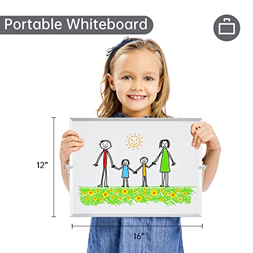 Vusign Small White Board Desktop Whiteboard, 16×12in Magnetic Dry Erase Board, Portable WhitebEraser,oard with 10 Markers,4 Magnets and Earser