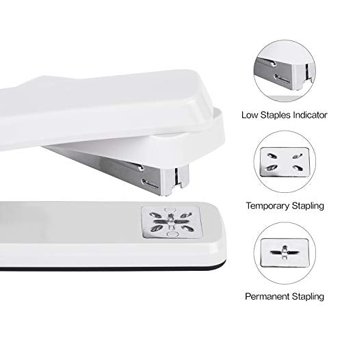 Deli Swing-Arm Swivel Stapler, 25 Sheet Capacity, 360 Degree Rotate Desktop Staplers for Booklet or Book Binding, White