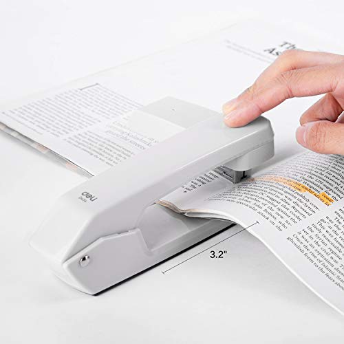 Deli Swing-Arm Swivel Stapler, 25 Sheet Capacity, 360 Degree Rotate Desktop Staplers for Booklet or Book Binding, White