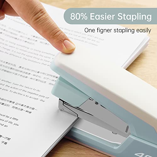 Deli Effortless Desktop Stapler, Heavy Duty Stapler, 40-50 Sheet Capacity, One Finger, No Effort, Includes Staples & Staple Remover, Blue