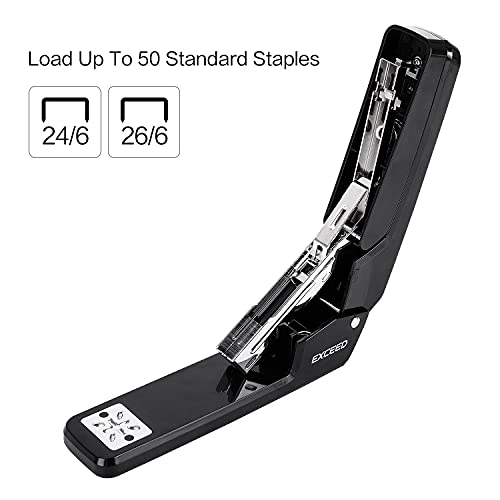 Deli Swing-Arm Swivel Stapler, 25 Sheet Capacity, 360 Degree Rotate Desktop Staplers for Booklet or Book Binding, Black